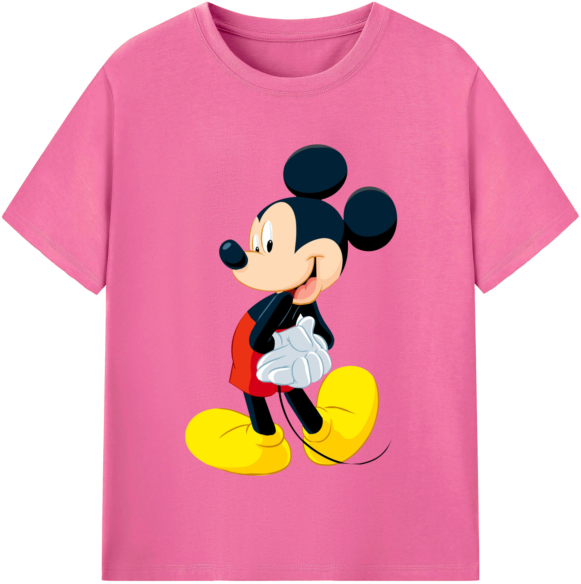 （画像用） ミッキーマウス Mickey Mouse レディースカジュアルプリントTシャツ（綿100％）